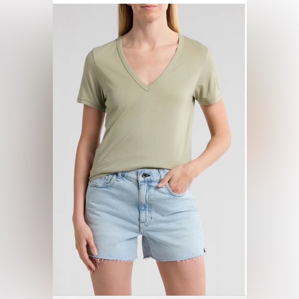 Rag & Bone V-Neck Olive Green Short Sleeve Women’s Tee Size XS NWT